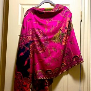 Beautiful wrap or scarf can be worn in a-lot of different ways bright, pink